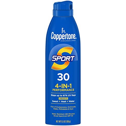 Coppertone Sport Sonnenspray SPF 30, wasserbeständiges Sonnenspray für den Körper, 5,5 oz