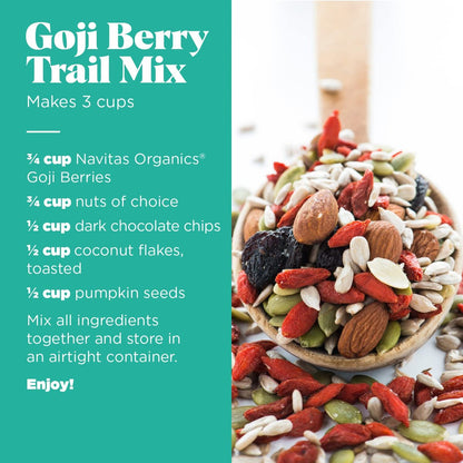 Navitas Organics Goji-Beeren – Für Smoothies, Trail Mix, Backwaren, Haferflocken & mehr – Vitamin A, Antioxidantien, Ballaststoffe – Wolfberry – USDA Bio, Nicht GVO, Glutenfrei, Vegan (450g Beutel, 15 Portionen)