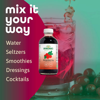 Dynamic Health Pure Cranberry Saft Konzentrat, ungesüßt, natürliche Antioxidantien-Unterstützung, ohne Zuckerzusatz, 237 ml