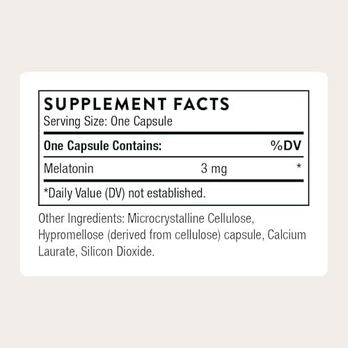 THORNE Melaton-3 – 3 mg Melatonin Kapseln – Unterstützt natürliche Schlafrhythmen, erholsamen Schlaf & Entspannung – NSF-zertifiziert für Sport – Gluten-, Milch- & Sojafrei – 60 Kapseln