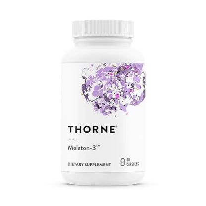 THORNE Melaton-3 – 3 mg Melatonin Kapseln – Unterstützt natürliche Schlafrhythmen, erholsamen Schlaf & Entspannung – NSF-zertifiziert für Sport – Gluten-, Milch- & Sojafrei – 60 Kapseln