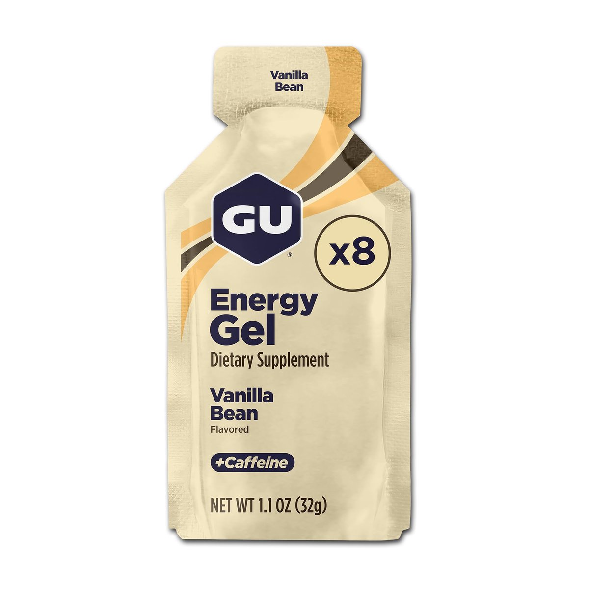 GU Energy Original Sports Nutrition Energy Gel – Vegan & Laktosefrei – Vanille – 8er-Pack (8 x 32 g)