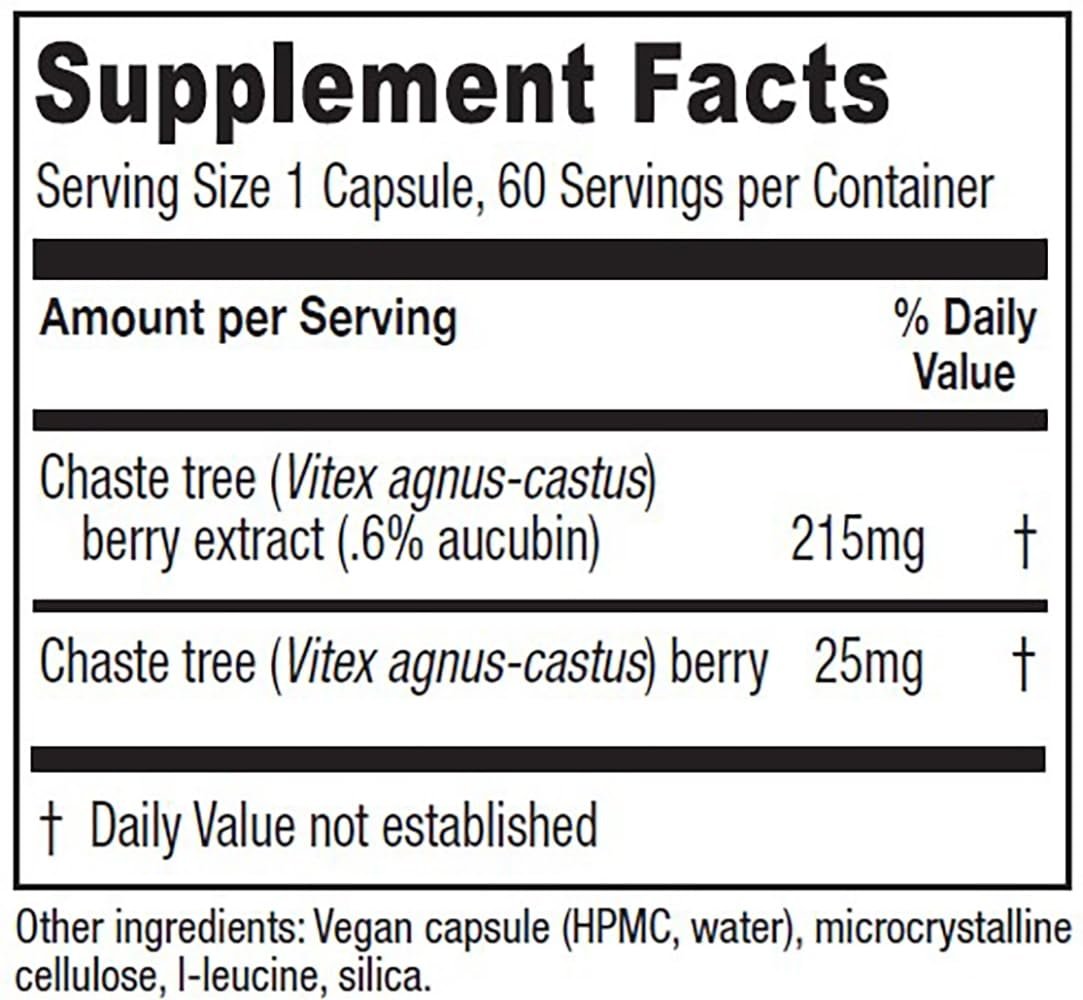 Vitanica Mönchspfeffer-Extrakt – Vitex-Kapseln für Frauen, Hormonbalance und Menstruationszyklus-Unterstützung, nicht-GVO, vegan, 2-Monats-Vorrat, 60 Kapseln