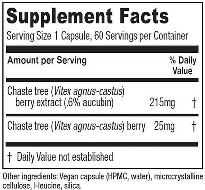 Vitanica Mönchspfeffer-Extrakt – Vitex-Kapseln für Frauen, Hormonbalance und Menstruationszyklus-Unterstützung, nicht-GVO, vegan, 2-Monats-Vorrat, 60 Kapseln
