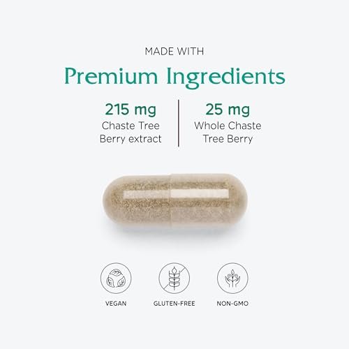 Vitanica Mönchspfeffer-Extrakt – Vitex-Kapseln für Frauen, Hormonbalance und Menstruationszyklus-Unterstützung, nicht-GVO, vegan, 2-Monats-Vorrat, 60 Kapseln