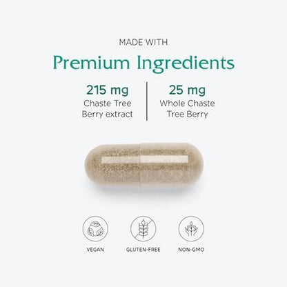 Vitanica Mönchspfeffer-Extrakt – Vitex-Kapseln für Frauen, Hormonbalance und Menstruationszyklus-Unterstützung, nicht-GVO, vegan, 2-Monats-Vorrat, 60 Kapseln