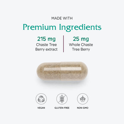 Vitanica Mönchspfeffer-Extrakt – Vitex-Kapseln für Frauen, Hormonbalance und Menstruationszyklus-Unterstützung, nicht-GVO, vegan, 2-Monats-Vorrat, 60 Kapseln