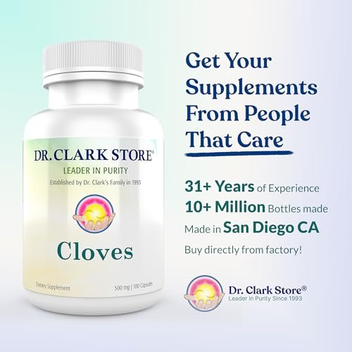 Dr Clark Store Gewürznelken 500 mg – 100 Kapseln für Verdauungskomfort und innere Reinigung, Nicht-GVO & Glutenfrei