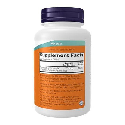 NOW Foods Selen 100 mcg – L-Selenomethionin, 250 Tabletten – Essentielles Mineral für Immunsystem & Schilddrüse