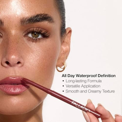 Palladio Retractable Waterproof Lip Liner - Hochpigmentierte und cremige Farbe, wasserfest, langanhaltend, kein Anspitzen nötig, Farbton: Raisin