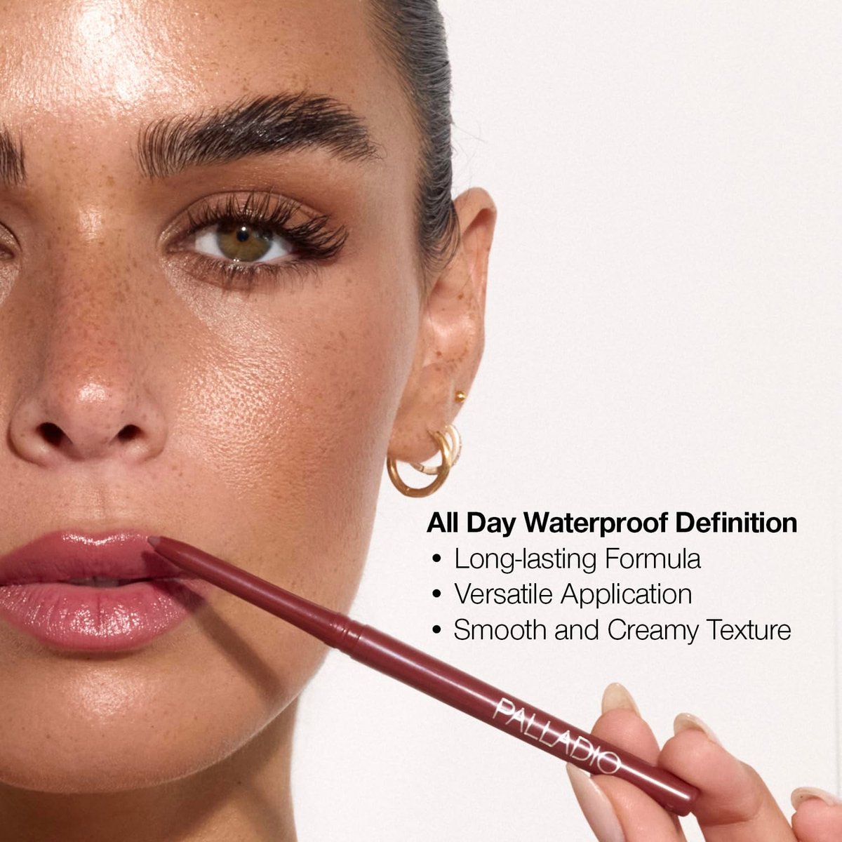 Palladio Retractable Waterproof Lip Liner - Hochpigmentierte und cremige Farbe, wasserfest, langanhaltend, kein Anspitzen nötig, Farbton: Raisin