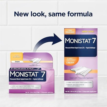 Monistat 7-Tage-Pilzinfektion Behandlung für Frauen, Miconazol Creme (45g Tube) & 7 Applikatoren, zur Linderung von leichtem vaginalem Juckreiz