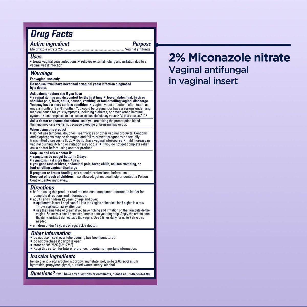 Monistat 7-Tage-Pilzinfektion Behandlung für Frauen, Miconazol Creme (45g Tube) & 7 Applikatoren, zur Linderung von leichtem vaginalem Juckreiz