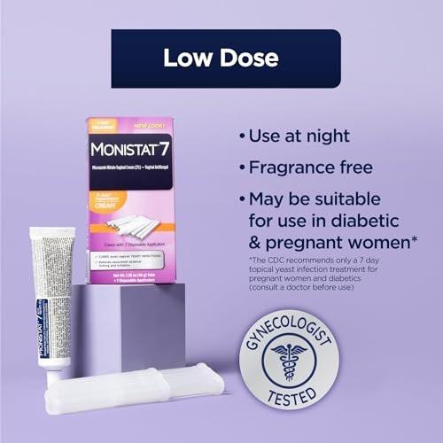 Monistat 7-Tage-Pilzinfektion Behandlung für Frauen, Miconazol Creme (45g Tube) & 7 Applikatoren, zur Linderung von leichtem vaginalem Juckreiz