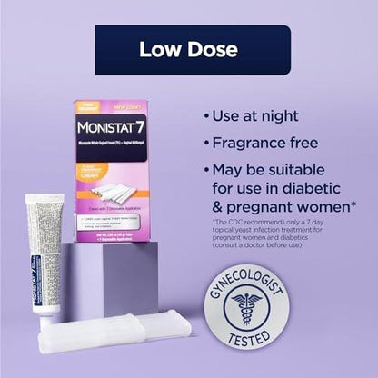 Monistat 7-Tage-Pilzinfektion Behandlung für Frauen, Miconazol Creme (45g Tube) & 7 Applikatoren, zur Linderung von leichtem vaginalem Juckreiz