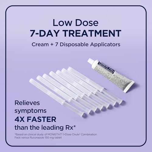 Monistat 7-Tage-Pilzinfektion Behandlung für Frauen, Miconazol Creme (45g Tube) & 7 Applikatoren, zur Linderung von leichtem vaginalem Juckreiz