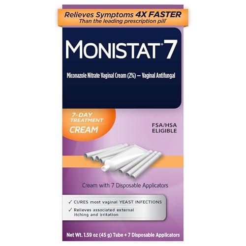 Monistat 7-Tage-Pilzinfektion Behandlung für Frauen, Miconazol Creme (45g Tube) & 7 Applikatoren, zur Linderung von leichtem vaginalem Juckreiz