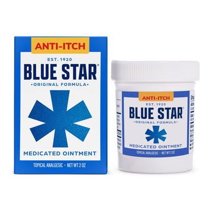 Blue Star Anti-Juckreiz-Salbe – Schnelle Linderung bei trockener, juckender Haut, Hautausschlag, Ringelflechte, rissigen Fersen & mehr – Hydrocortisonfrei & steroidfrei – 56 g
