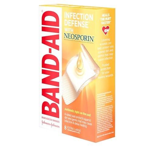 Band-Aid Markenpflaster mit Antibiotikum, extra groß, 8 Stück (1 Packung)