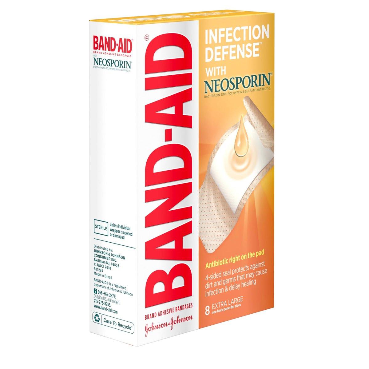 Band-Aid Markenpflaster mit Antibiotikum, extra groß, 8 Stück (1 Packung)