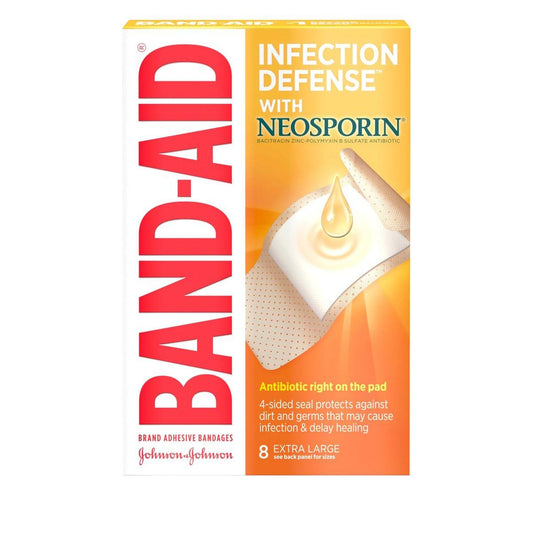 Band-Aid Markenpflaster mit Antibiotikum, extra groß, 8 Stück (1 Packung)