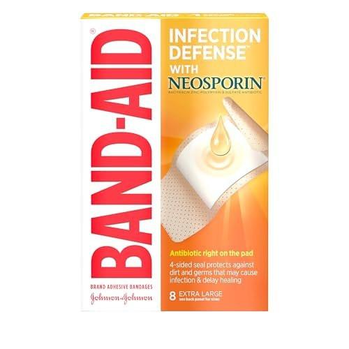 Band-Aid Markenpflaster mit Antibiotikum, extra groß, 8 Stück (1 Packung)