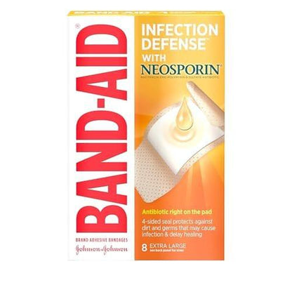Band-Aid Markenpflaster mit Antibiotikum, extra groß, 8 Stück (1 Packung)