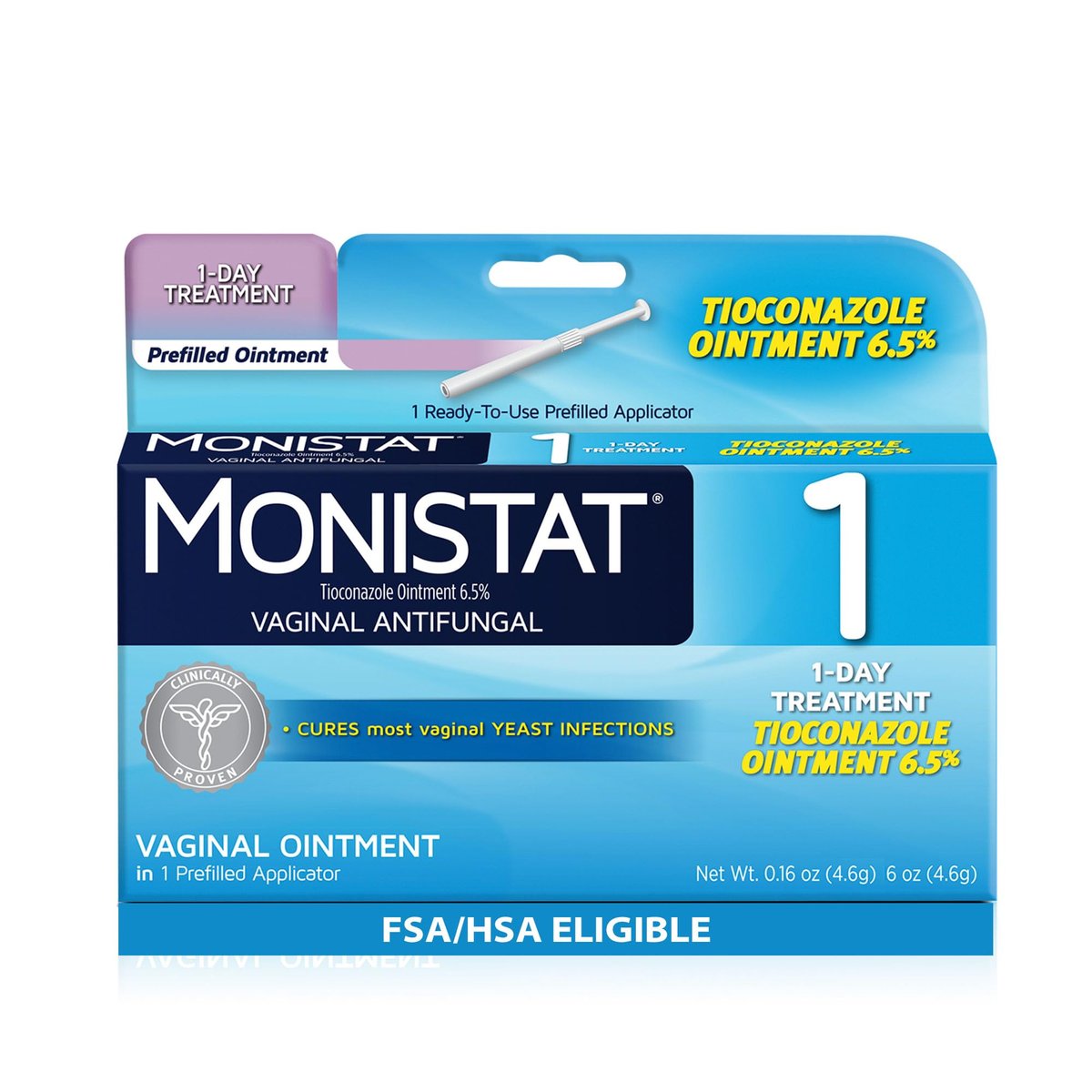 Monistat 1-Tag Behandlung von Scheidenpilzinfektionen für Frauen, 1 vorgefüllter Tioconazol-Crem-Applikator, schnelle Linderung bei vaginalem Juckreiz