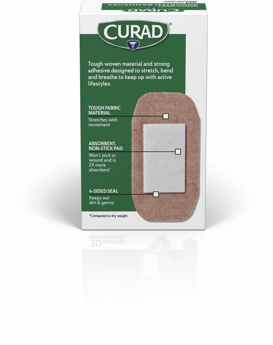 Curad Extra-Lange Schwerlast-Bandagen, gemischte Größen, 30 Stück, 1 Box