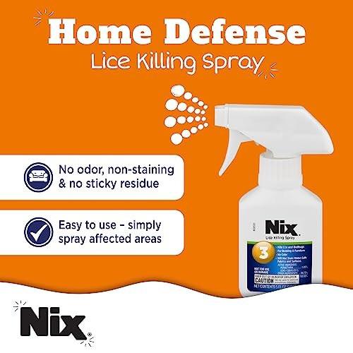 Nix Läuse- und Bettwanzen-Spray für Zuhause, tötet Läuse auf Bettwäsche und Möbeln, geruchsfrei und nicht färbend, 148 ml