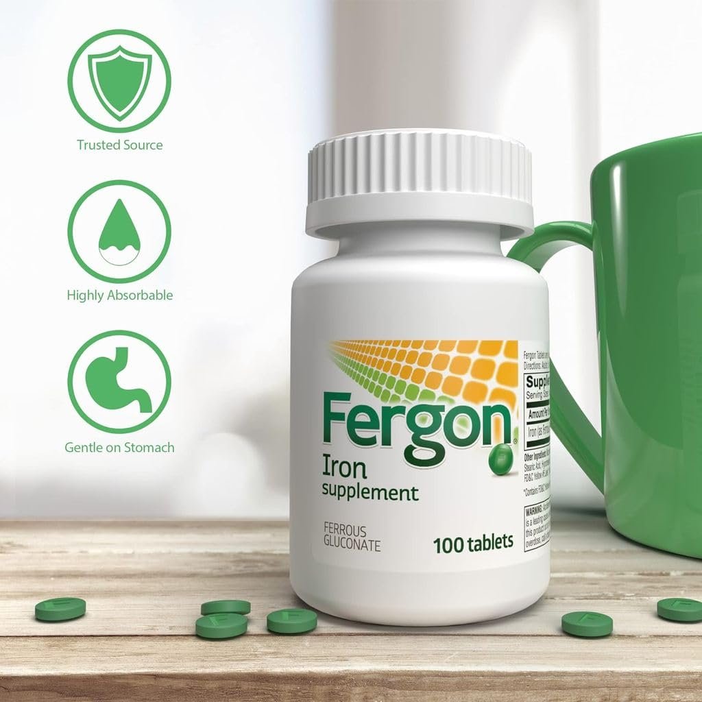 Fergon Hochdosiertes Eisen – 27 mg Eisen pro Tablette, 100 Tabletten – Leicht löslich und gut verträglich