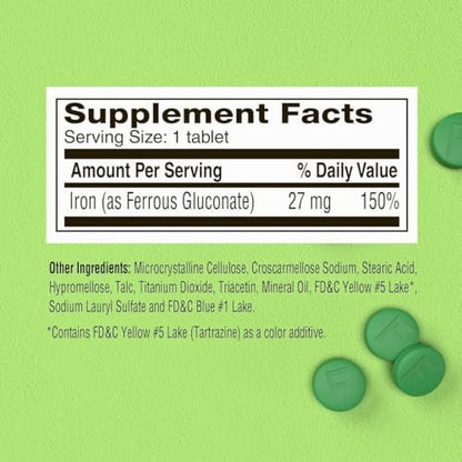 Fergon Hochdosiertes Eisen – 27 mg Eisen pro Tablette, 100 Tabletten – Leicht löslich und gut verträglich