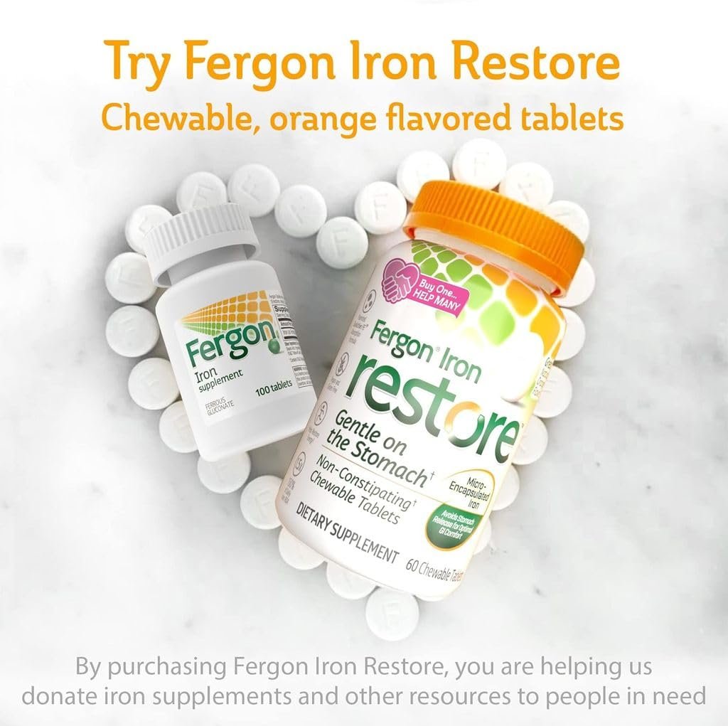 Fergon Hochdosiertes Eisen – 27 mg Eisen pro Tablette, 100 Tabletten – Leicht löslich und gut verträglich