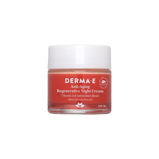 Derma E Anti-Aging Regenerative Night Cream – Feste Astaxanthin-Feuchtigkeitscreme für das Gesicht – Leichte Anti-Falten-Creme über Nacht mit Jojobaöl und Vitamin E, 57 g