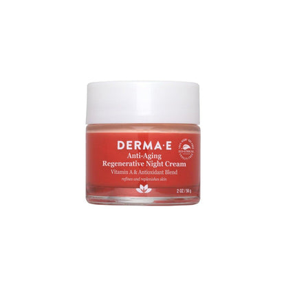 Derma E Anti-Aging Regenerative Night Cream – Feste Astaxanthin-Feuchtigkeitscreme für das Gesicht – Leichte Anti-Falten-Creme über Nacht mit Jojobaöl und Vitamin E, 57 g
