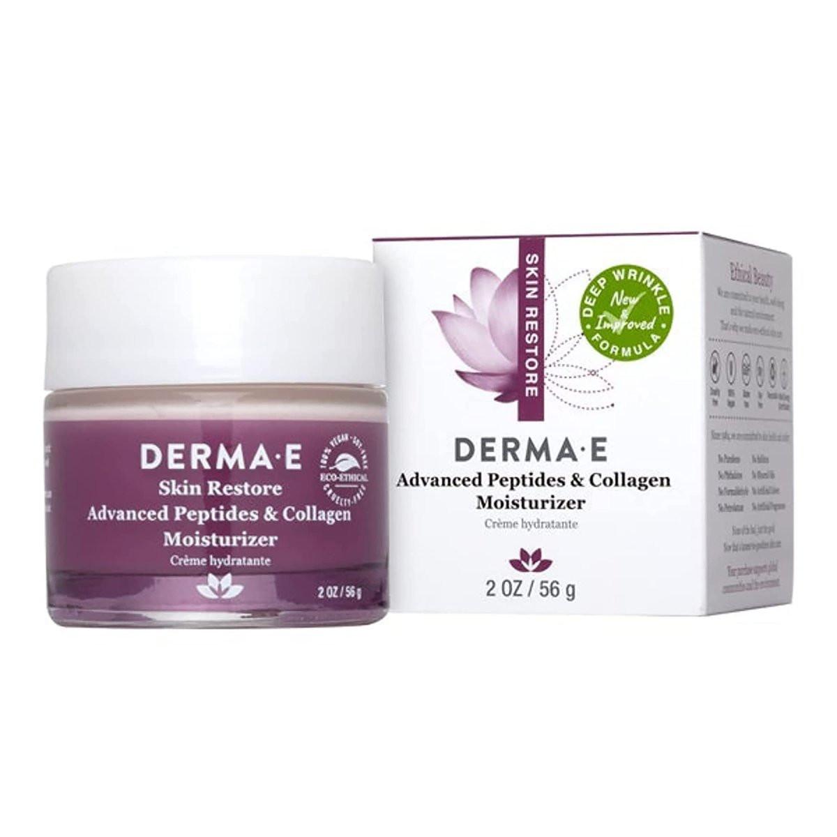 Derma E Advanced Peptides and Collagen Moisturizer – Doppelt wirkende Gesichtscreme mit Peptidkomplex – Intensive natürliche Kollagen-Feuchtigkeitscreme für Tag und Nacht für Frauen, 59 ml