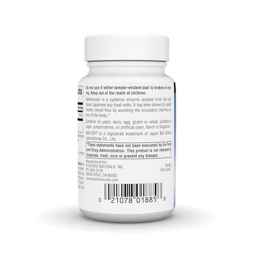 Source Naturals NSK-SD Nattokinase 100 mg – Systemisches Enzym für gesunde Durchblutung* – 60 vegane Kapseln