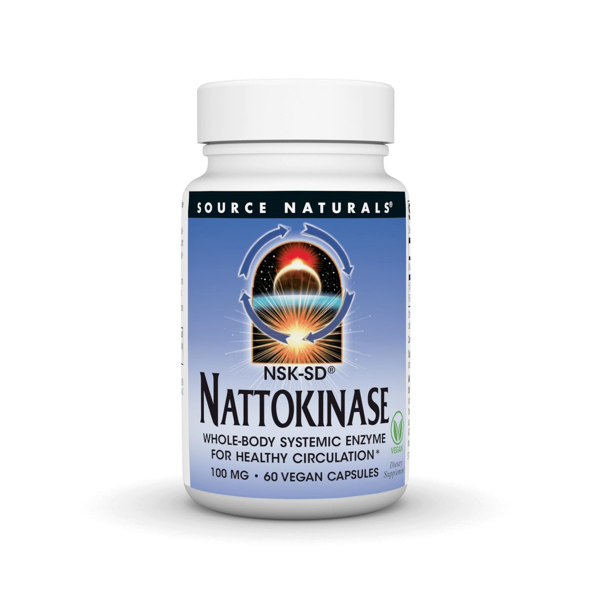 Source Naturals NSK-SD Nattokinase 100 mg – Systemisches Enzym für gesunde Durchblutung* – 60 vegane Kapseln
