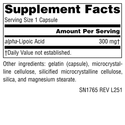 Source Naturals Alpha-Liponsäure 300 mg – 120 Kapseln | Hochdosiertes Antioxidans