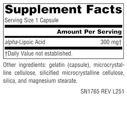 Source Naturals Alpha-Liponsäure 300 mg – 120 Kapseln | Hochdosiertes Antioxidans