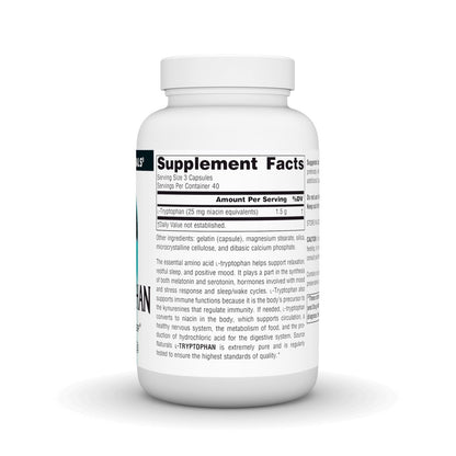 Source Naturals L-Tryptophan 500 mg – 120 Kapseln für Stimmung, Entspannung und Schlaf*
