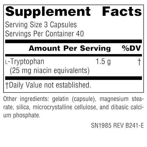 Source Naturals L-Tryptophan 500 mg – 120 Kapseln für Stimmung, Entspannung und Schlaf*