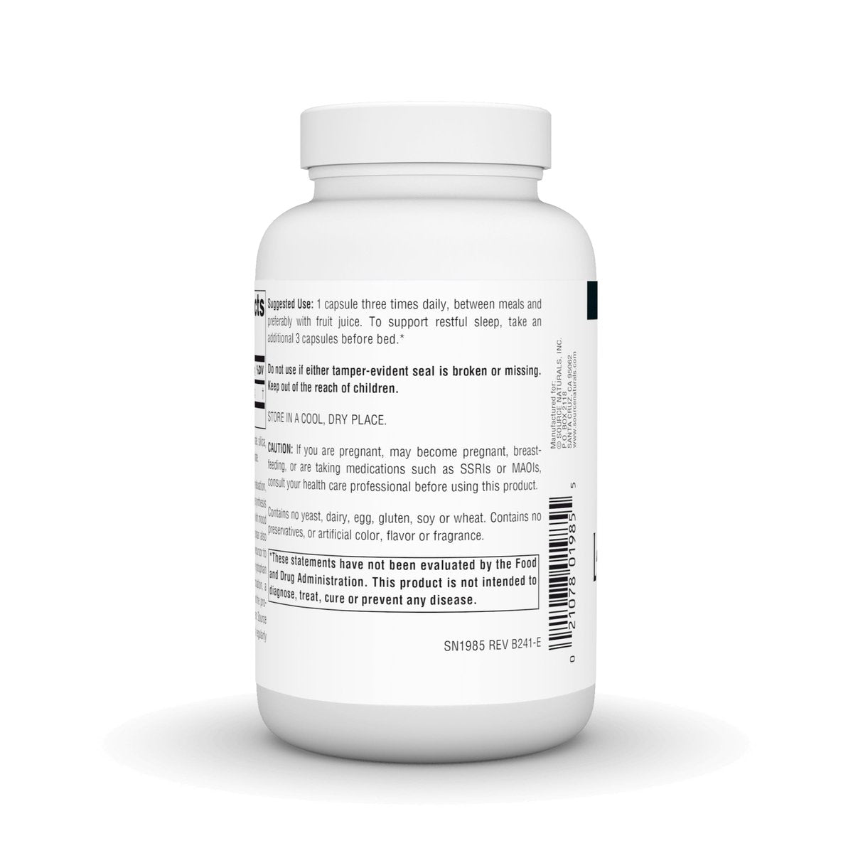 Source Naturals L-Tryptophan 500 mg – 120 Kapseln für Stimmung, Entspannung und Schlaf*