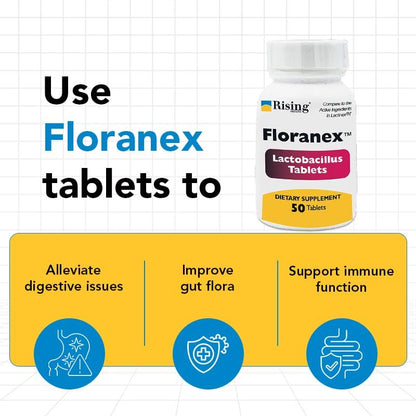 Rising Health Floranex Tabletten - Lactobacillus Probiotikum Nahrungsergänzungsmittel - 50 Tabletten