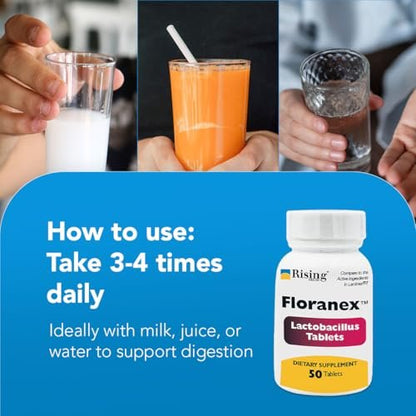 Rising Health Floranex Tabletten - Lactobacillus Probiotikum Nahrungsergänzungsmittel - 50 Tabletten