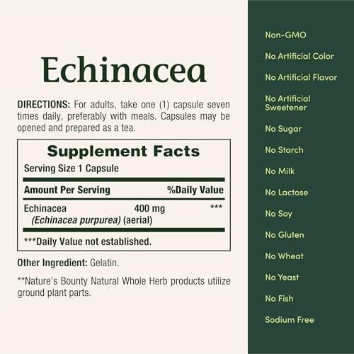 Nature's Bounty Echinacea 400mg – 100 Kapseln zur Unterstützung des Immunsystems