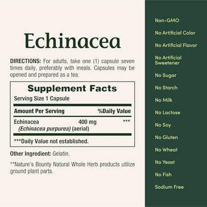 Nature's Bounty Echinacea 400mg – 100 Kapseln zur Unterstützung des Immunsystems