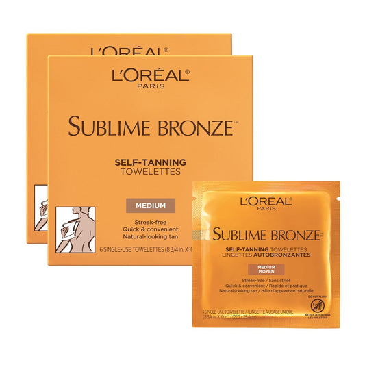 L'Oréal Paris Sublime Bronze Selbstbräunungstücher, streifenfrei, natürlich aussehende Bräune, 6 Stück