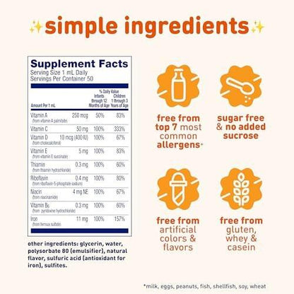 Enfamil Poly-Vi-Sol 8 Mehrfach-Vitamine & Eisen Tropfen für Säuglinge & Kleinkinder – Unterstützt Wachstum & Entwicklung, 50 ml Tropfflasche