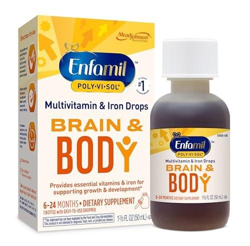 Enfamil Poly-Vi-Sol 8 Mehrfach-Vitamine & Eisen Tropfen für Säuglinge & Kleinkinder – Unterstützt Wachstum & Entwicklung, 50 ml Tropfflasche